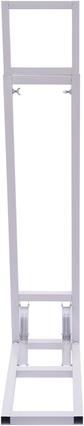 DYNAMI White Square Wedding Backdrop Stand,Metal Arch Backdrop Stand w/Foldable Base,Adjustable Height(1-2m) Rectangle Metal Stand for Wedding Party Decor,Installation-Free