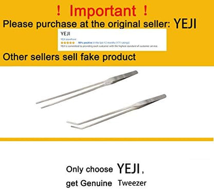 LGEGE 2pcs Long Handle Stainless Steel Straight and Curved Tweezers Nippers for Garden, Kitchen, Indoors and Outdoors