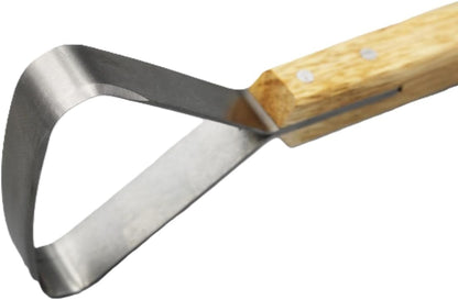 Wiebe Pelt Scraper, Dual-Edge Forged Steel Fleshing Tool with Wood Handle – Precision Hide Scraper for Muskrat, Mink, Small Game & Taxidermy Detail Work