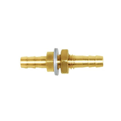 Joywayus 3/8" Hose Barb Bulkhead Fitting Thru-Bulk Head Hex Union Brass Fitting with Flat Washer Gasket Water/Fuel/Air (Pack of 5)