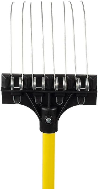THE GROUNDSKEEPER II Mini Rake 55-inch Lightweight Fiberglass Handle, 6-inch Head, Durable Steel Tines for Gardening, De-Thatching or Professional Landscaping