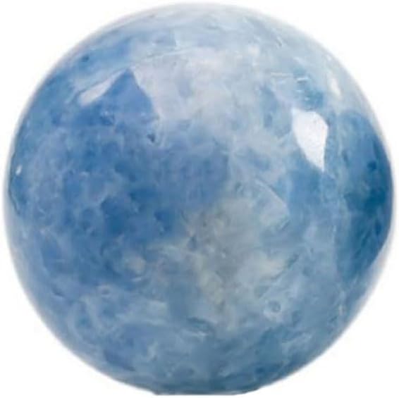 StoneStory Blue Celestite Crystal Sphere Ball with Wood Stand Large Healing Crystals Sphere Sculpture Home Office Decoration Fengshui Meditation Healing 90mm 3.54'' (Blue Celestite,3.54 in )