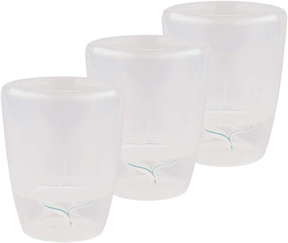 Santino 4.9 Inch ORCHIDEA Self Watering Pots for Orchids in Transparent (Set of 3) - Decorative Wicking Planter with w/Great Aerification, Drainage and Water Level Indicator