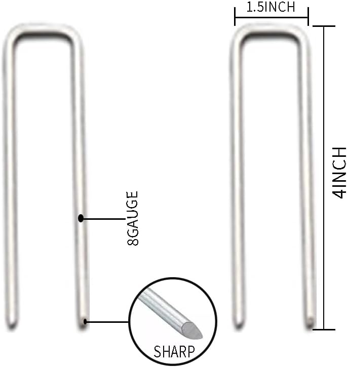 8 Gauge Ground Staples 4 Inch Yard Staples 16Pack Landscape Garden Lawn Ground Barrier Cover Wire Heavy Duty U Stakes Pins