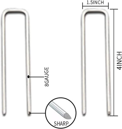 8 Gauge Ground Staples 4 Inch Yard Staples 16Pack Landscape Garden Lawn Ground Barrier Cover Wire Heavy Duty U Stakes Pins