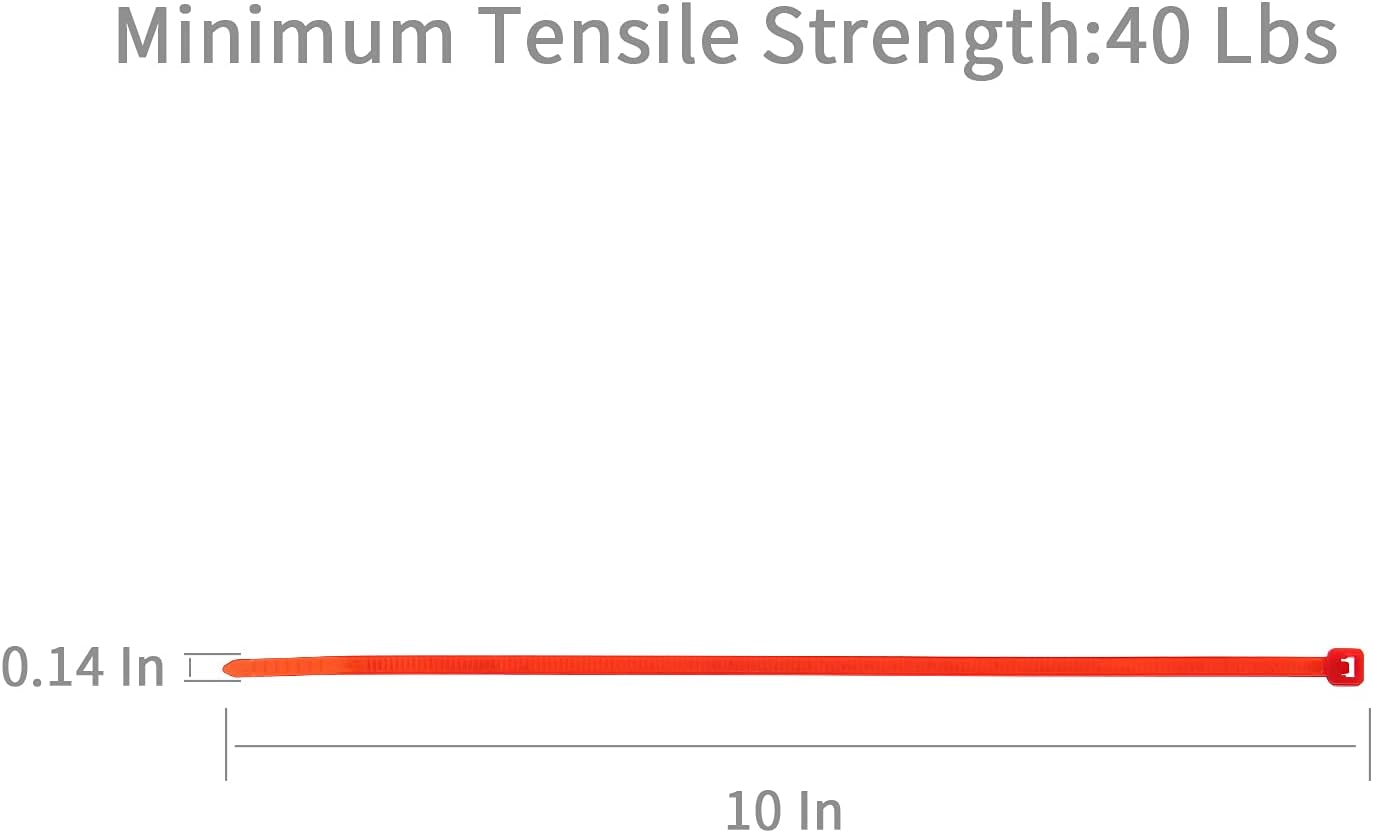 XINGO 10 Inch Cable Zip Ties (500 Pack), 40 Lbs Tensile Strength-Heavy Duty, Self-Locking Nylon Plastic Nylon Wire Ties for indoor and outdoor use(Red)
