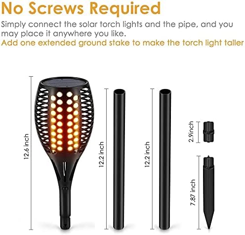 Aityvert Upgraded Larger Solar Torch Lights, Waterproof Outdoor Dancing Flames Lights, Flickering Flames Garden Lights, Landscape Decoration Pathway Patio Lights 43" 96 LED (1 Pack)