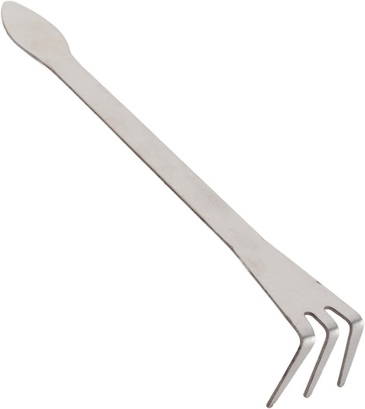 3 Prong Root Rake, Stainless Steel Root Pick Rake, Small Loosen Soil Bonsai Tree Tools with Ergonomic Handle for Gardening Plants Loosen and Aerates Soil, 9.06 x 1.18in