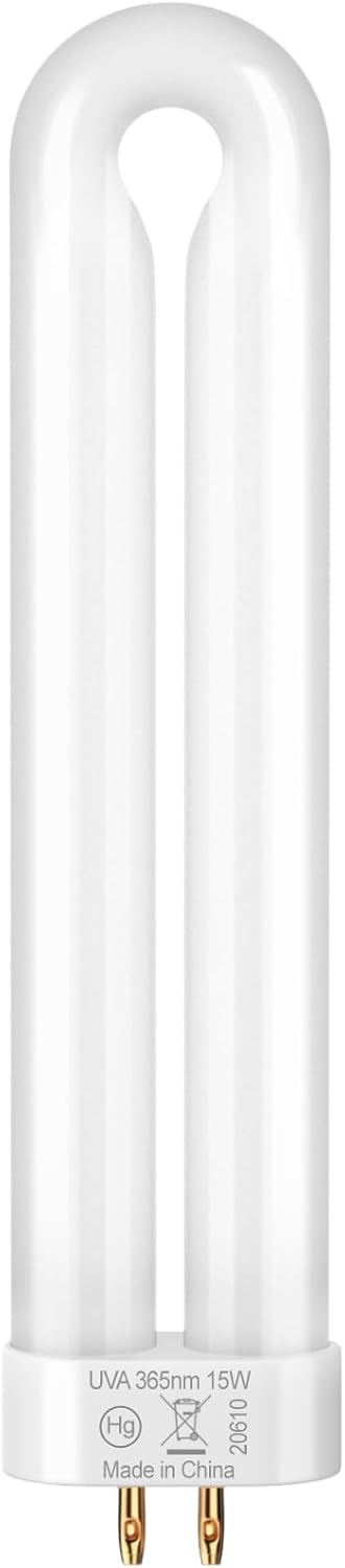 GOOTOP Replacement Bulb for Zap T6 Pro, K15, T9,X3 Bug Zapper, 15W, 4-Pin Base, U-Tube Bulb Twin