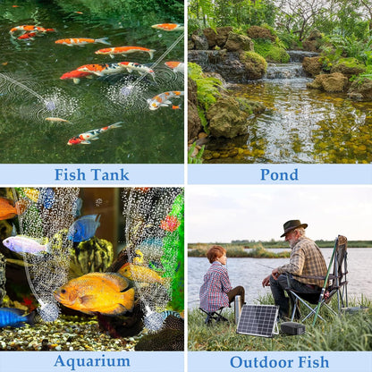 15W Solar Pond Aerator with 4400mAh Battery, Solar Air Pump with 2 Outlets, 3 Modes, Low Noise Oxygen Pump for Fish Pond, Aquarium & Hydroponics
