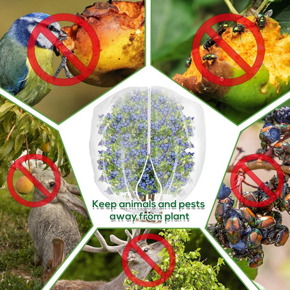 2 Pack Fruit Tree Netting Covers with Zipper & Drawstring – Ultra Fine Mesh Plant Protection Bags for Birds, Deer, Bugs & Garden Pests, 4 x 5 FT