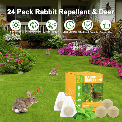 24PCS Natural Rabbit Repellent Balls for Garden & Yard