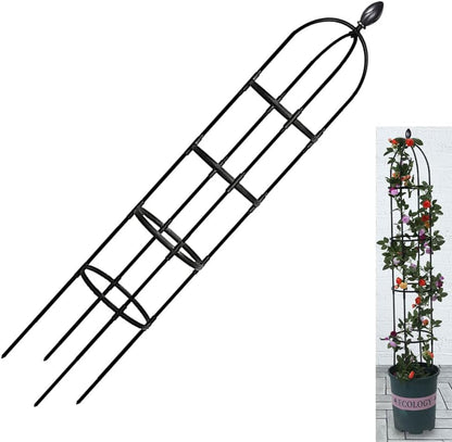 GardenPal Rustproof Metal Pipe Garden Obelisk Trellis, Tomato Cage and Plant Support for Climbing Plants, Potted Tall Plant Stakes for Vine Vegetable Flower Outdoor Indoor (Black, Φ31.7cm-H175cm)