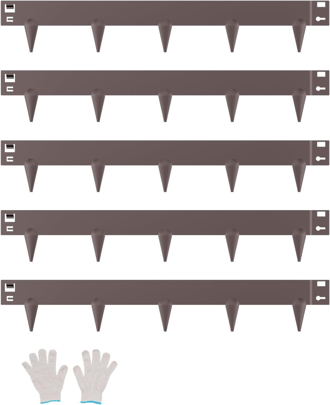 VEVOR Steel Landscape Edging, 5 Packs 39 x 3 in Rust-Resistant Metal Landscape Edging, Bendable Garden Edging Border, Heavy Duty Lawn Edging, Easy-to-Install, Flower Bed Yard Pathway Divider Brown