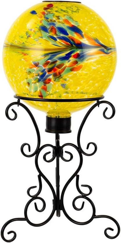 12" Black Metal Gazing Ball Stand for 10-12 Inches Stainless Steel Ball or Glass Gazing Globes Display,3 Base Holder for Indoor Outdoor Garden Lawn Yard,Metal Tripod for Glass Sphere Display