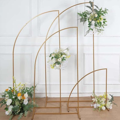 Tableclothsfactory Set of 4 | Gold Metal Wedding Arch Chiara Backdrop Stand, Half Moon Floral Frame Arbor Display - 2.5ft,5ft,6ft,6.5ft