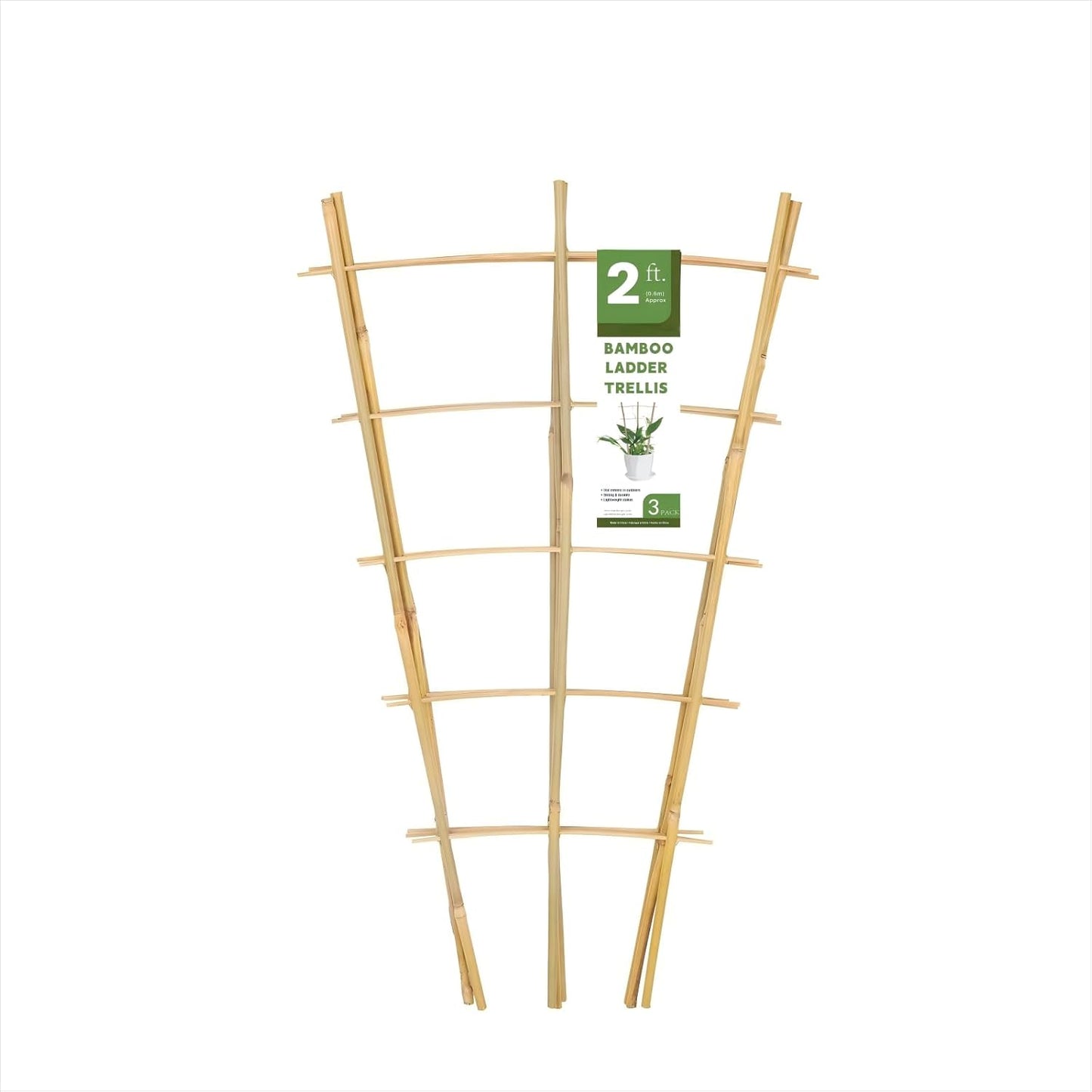 Bamboo Garden Trellis - 24 Inches Tall, 3 Pack - Perfect for Climbing Plants, Vegetables, and Pots - Enhance Your Garden with Natural Bamboo ，2Ft Plant Trellis Indoor