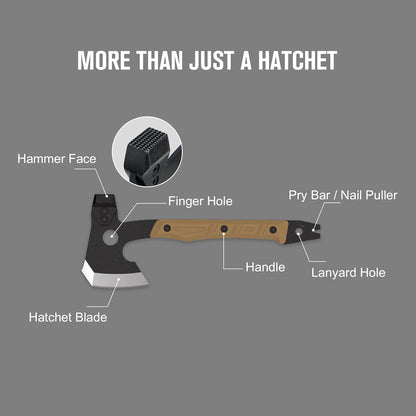 OKNIFE Otacle A1 Survival Hatchet & Camping Axe, 4 in 1 Full Tang Tactical Axe, G10 Non-Slip Grip Tomahawk with Durable Kydex Sheath