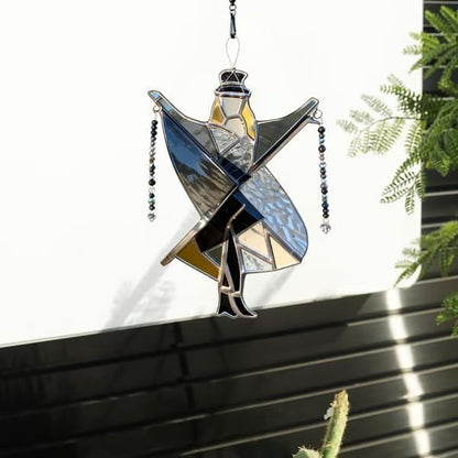 Handmade Stained Glass Spinner,Dancing Lady Stained Glass Spinner,Colorful Wind Spinner Ornament, Kinetic Acrylic Hanging Decor Unique Boho Hanging Ornament for Window, Garden, Porch (1 PCS)