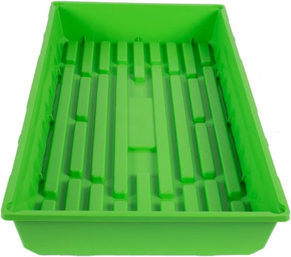SUNPACK 10" x 20" Mega Plastic Seed Starting Tray, Green, 2.5" - No Drainage Holes, Ideal for Greenhouses or Indoor Gardening - Made of Thick, Strong Plastic