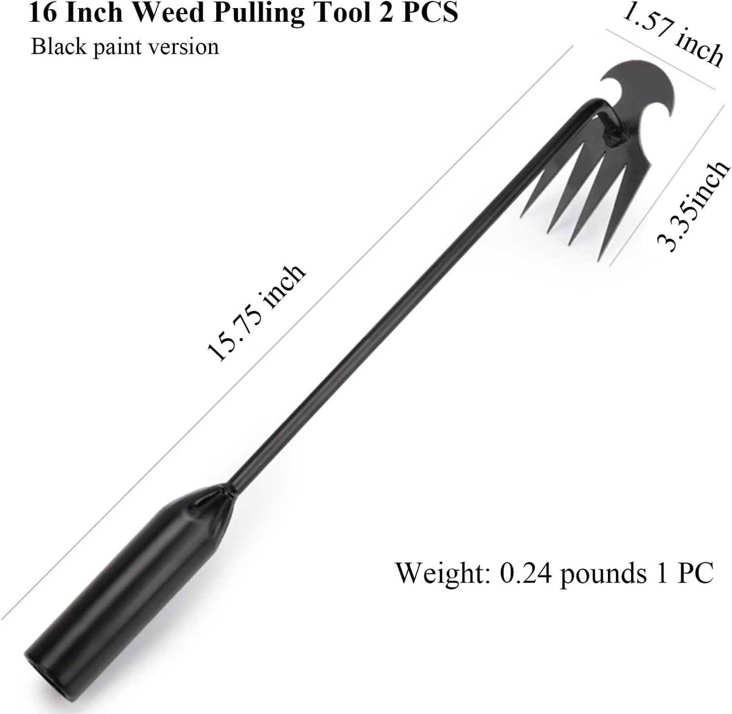 WMM Weed Puller Tool Gardening Tools Set of 2 Uprooting Weed Pulling Tool, 4 Teeth Manganese Steel Forged Weeding Tool for Vegetable, Portable Hand Weeder Tool for Garden Farm Planting Weeding