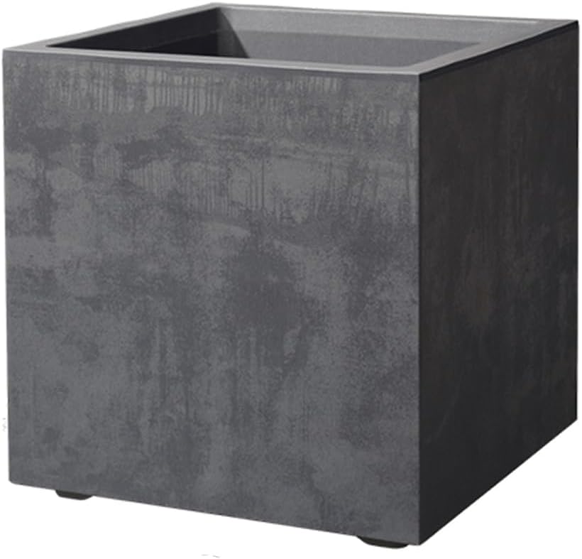 Deroma Millennium 15” Cube Planter | Light & Durable Plastic | Indoor or Outdoor Square Pot for Patio/Porch | Includes Water Reserve & Drain Plug | Trendy Planter for Plants, Flowers, Garden | Black