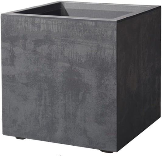 Deroma Millennium 15” Cube Planter | Light & Durable Plastic | Indoor or Outdoor Square Pot for Patio/Porch | Includes Water Reserve & Drain Plug | Trendy Planter for Plants, Flowers, Garden | Black