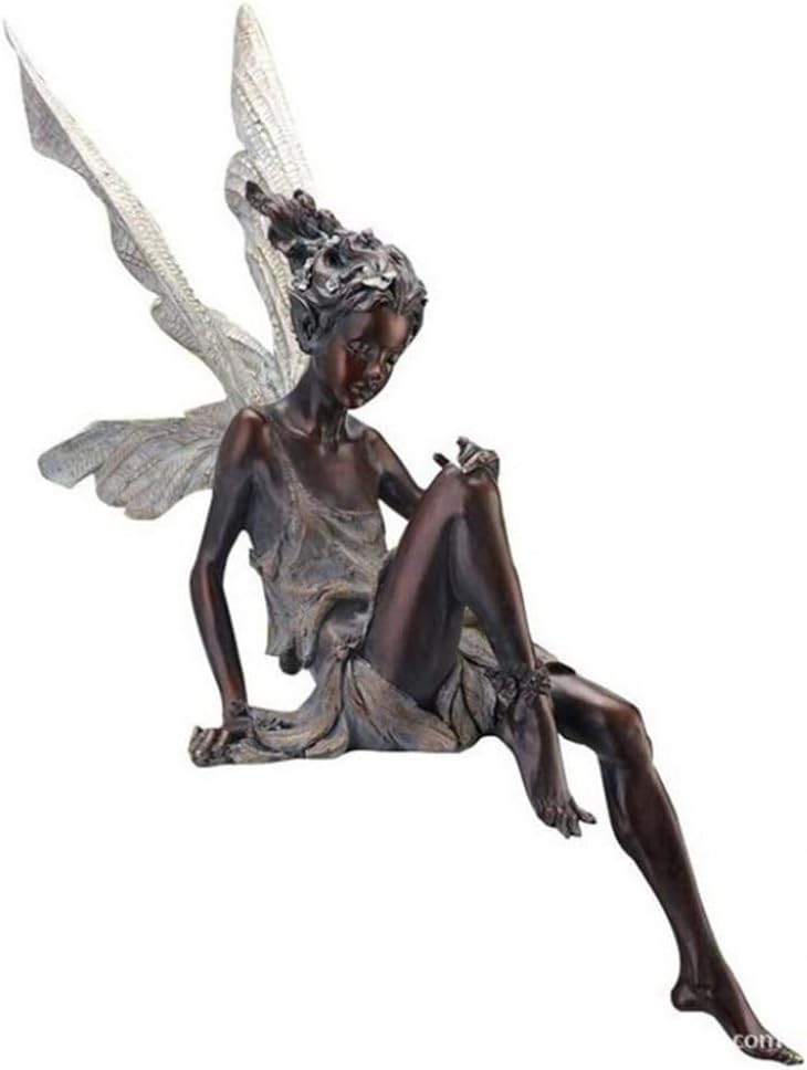 Sitting Fairy Garden Statue,Angel Yard Statues Outdoor,Fairy Gifts for Women Garden Fairy Figurines Outdoor Decor (Brown)