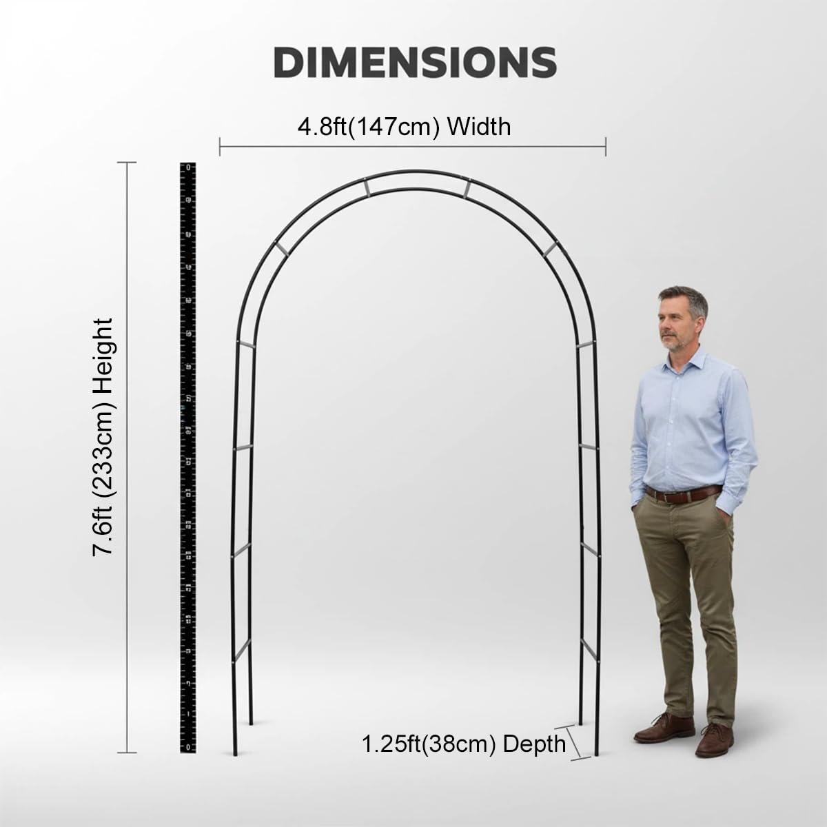 Thick Metal Garden Arch Rust-Proof Heavy Duty for Climbing Vines & Wedding