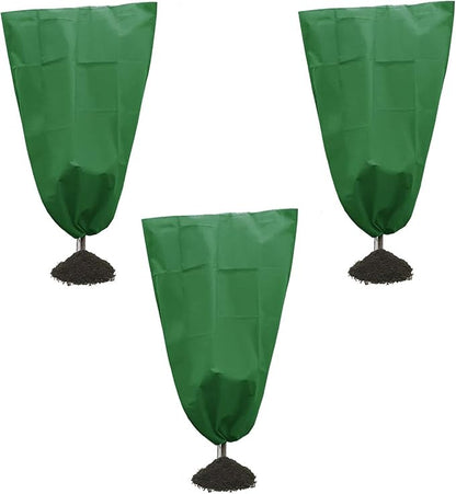 Alpurple 3 Packs Winter Drawstring Plant Covers- 31 x 39 Inch Warm Plant Protection Cover Bags, Frost Cloth Blanket Protecting Fruit Tree Potted Plants from Freezing Animals Eating