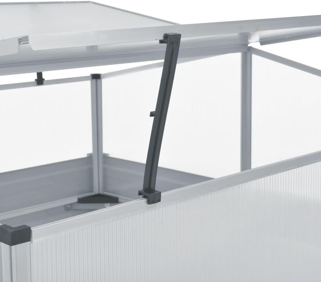 Galvanized Steel Greenhouse, Raised Garden Bed with Greenhouse, Metal Planter Box with Polycarbonate Mini Greenhouse, 39.4"x39.4"x33.5" Galvanized Steel Gray,-105