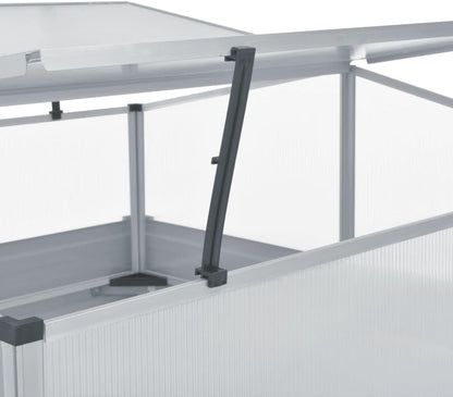 Galvanized Steel Greenhouse, Raised Garden Bed with Greenhouse, Metal Planter Box with Polycarbonate Mini Greenhouse, 39.4"x39.4"x33.5" Galvanized Steel Gray,-105