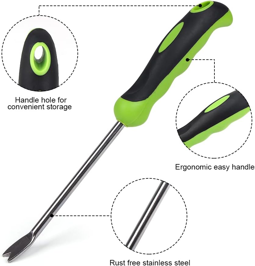 2 Pack Garden Hand Weeder Tool with Ergonomic Handle, Stainless Steel Garden Lawn Weed Puller