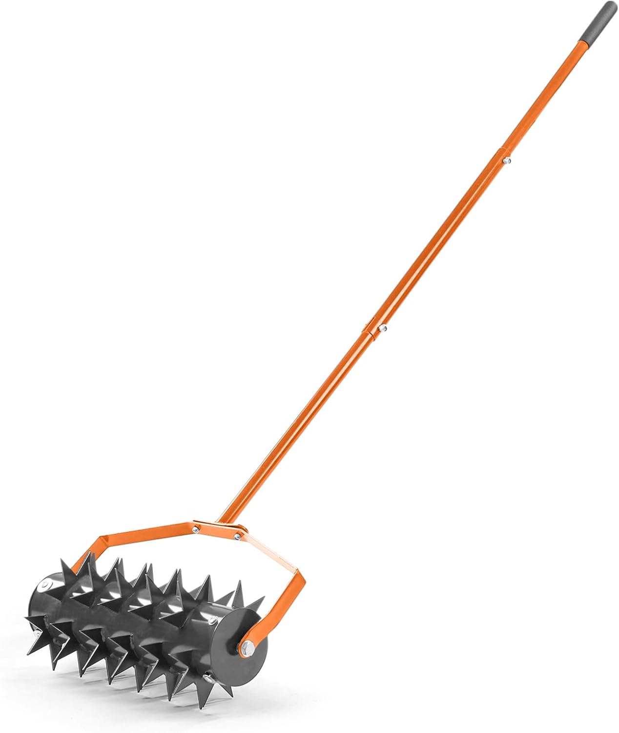 Outvita 60’’ Rolling Lawn Aerator, Heavy Duty Manual Aerator Lawn Tool for Garden Yard Patio with W-Shaped Blades ＆ 49" Handle (Orange)