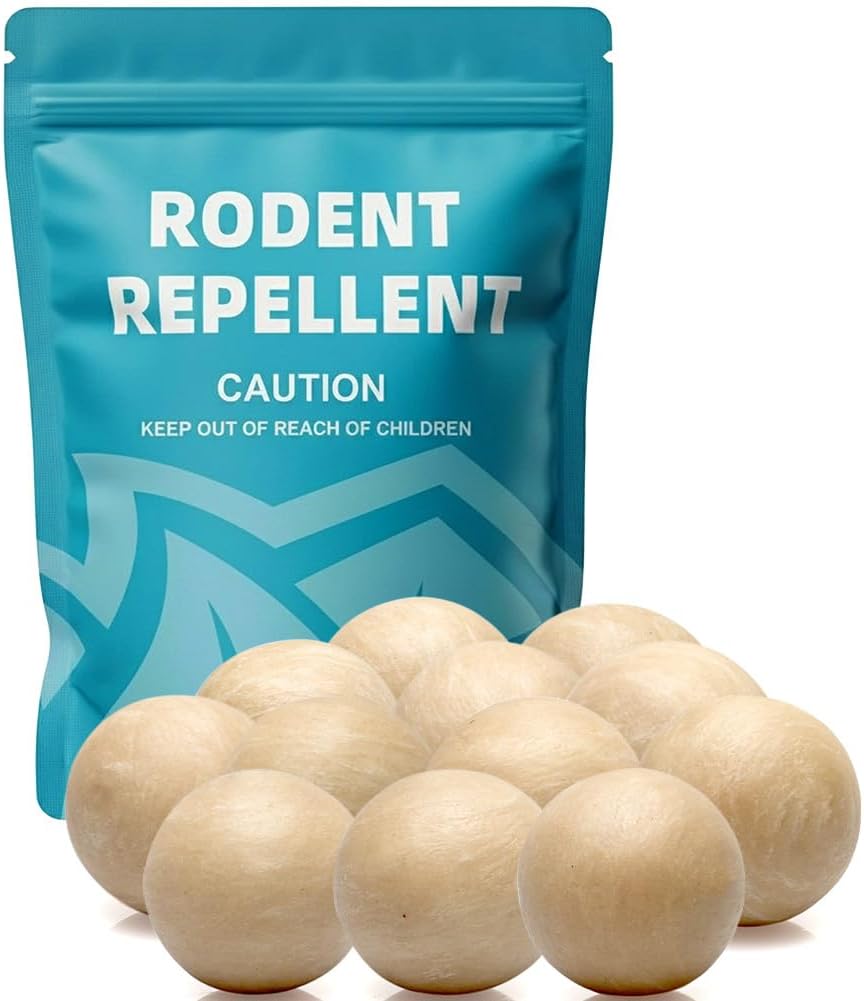 Rodent Repellent, Mouse Repellent, Mice Repellent Indoor, Rat Repellent, Mouse Deterrent for Car, Peppermint Balls for Mice, Keep Mice Out of Garage, Moth Balls for Outdoor Use-12Pcs