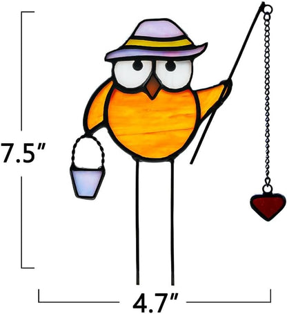 Owl Decor Stained Glass Suncatcher for Window Hanging,Owl Gifts for Men Women Stained Glass Bird Ornament for Home Decor Livingroom Bathroom Kitchen Party Decor