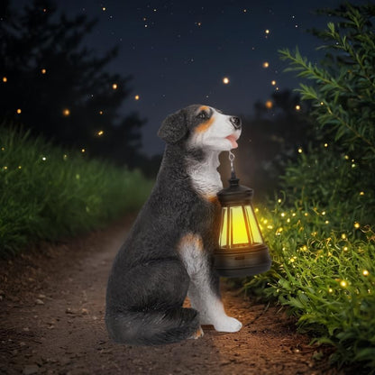 Bourne Dog Garden Statues with Solar Lantern, Outdoor Figurine Resin Sculpture Hanging Solar Power Lights for Decoration Yard Patio Balcony Lawn Ornament Art Decor, Unique Gift for Grandma Wowen Mom