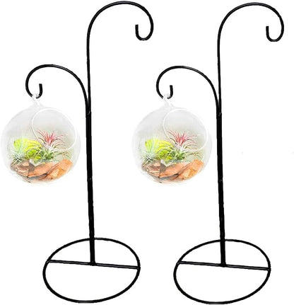SGrace Ornament Display Stand Holder Home Wedding Decoration Rack for Hanging Glass Globe Pot Stand Iron Pothook Stand Terrarium Witch Ball (2, 13.8"x5.5")