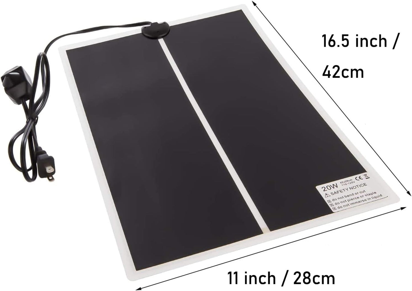 Reptile Heating Mat with Temperature Adjustment, Waterproof Reptile Heat Pad Under Tank Terrarium Heater for Amphibians, Small Animals, Seeding (20W - 16.5 x 11 in)