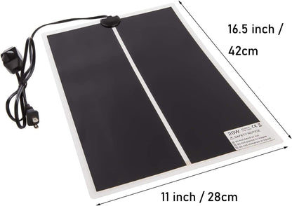 Reptile Heating Mat with Temperature Adjustment, Waterproof Reptile Heat Pad Under Tank Terrarium Heater for Amphibians, Small Animals, Seeding (20W - 16.5 x 11 in)