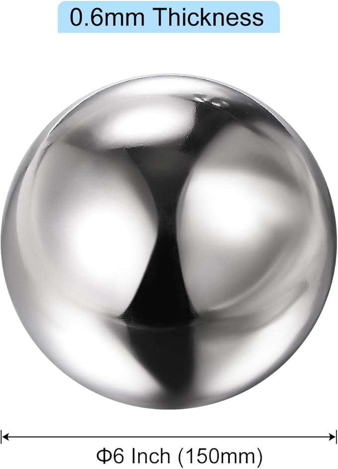 uxcell Gazing Ball 6 Inch 150mm Reflective Sphere Polished Hollow Ball, Stainless Steel Gazing Globe Mirror Ball for Home Outdoor Decoration, Silver Tone