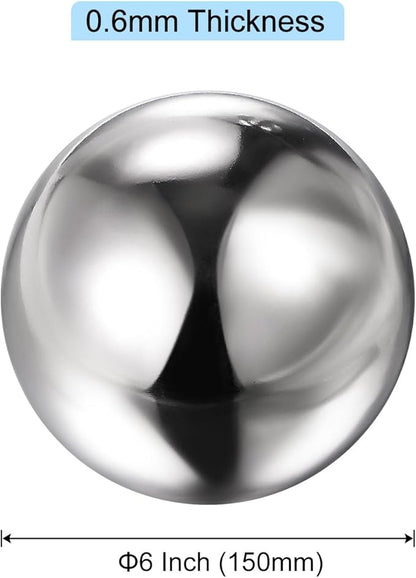 uxcell Gazing Ball 6 Inch 150mm Reflective Sphere Polished Hollow Ball, Stainless Steel Gazing Globe Mirror Ball for Home Outdoor Decoration, Silver Tone