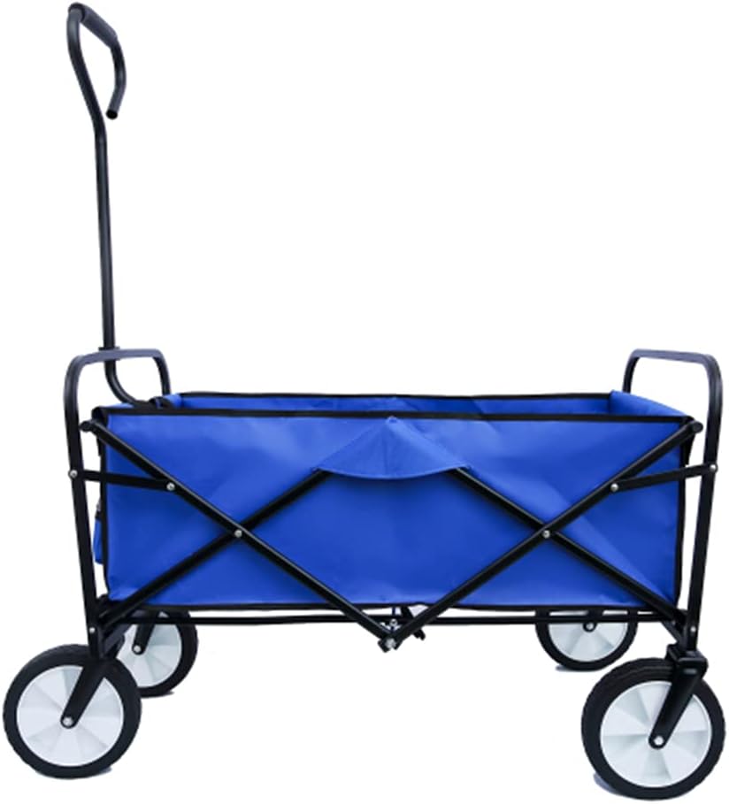 Folding Garden Cart,Utility Collapsible Wagon,Outdoor Camping Beach Cart with Handle and Wheels (Blue)