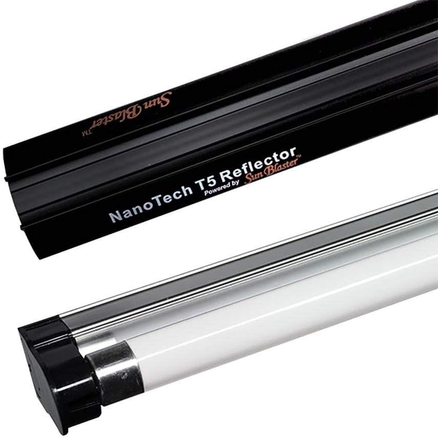 SunBlaster SL0900303 39 Watt 6400K 3' 120V Hydroponic Grow Light Lamp Ballast Fixture with NanoTech T5HO Reflector for Indoor Home Gardens and Plants