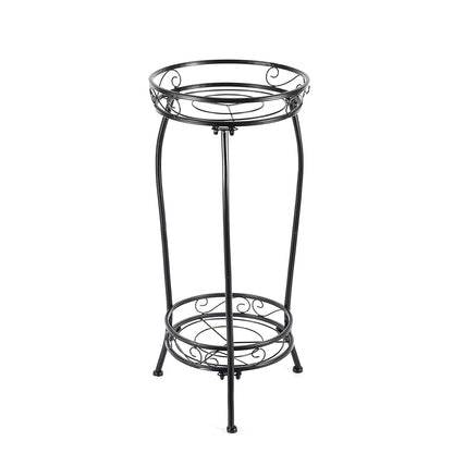 Kavlium Plant Stand Indoor Outdoor, Tall Black Metal, 2 Tier 27.1 Inch