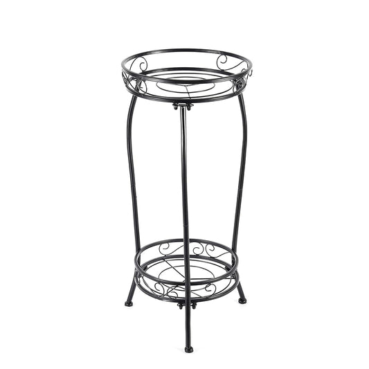 Kavlium Plant Stand Indoor Outdoor, Tall Black Metal, 2 Tier 27.1 Inch
