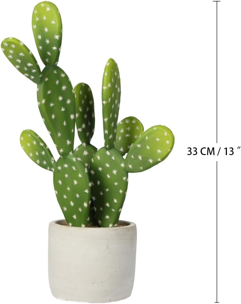 DILATATA 13' Small Fake Cactus Plant Potted 'Prickly Pear Cactus' Faux Cacti for Home Garden Office Decor Housewarming Gifts