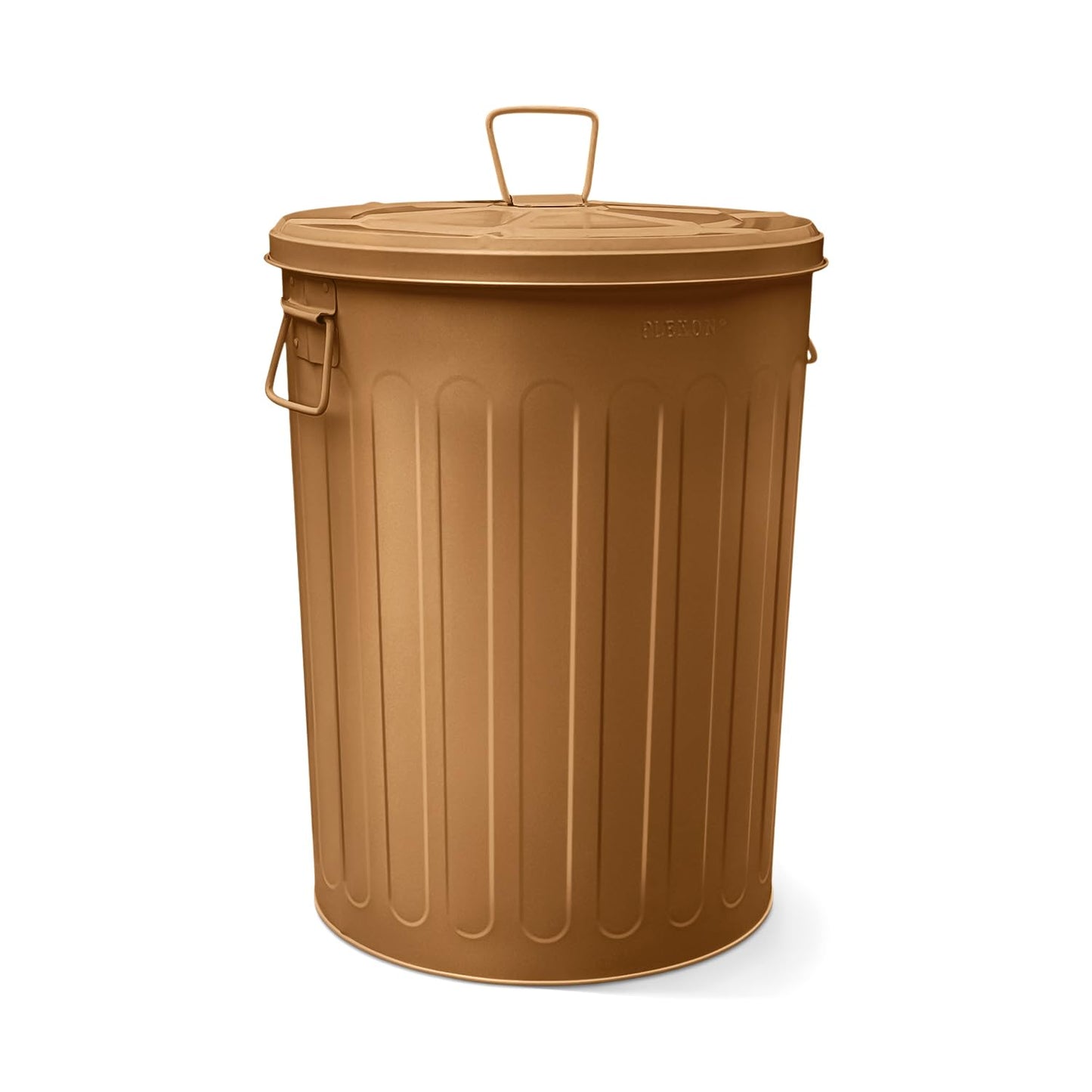 Plexon Large Metal Trash Can with Lid 20 Gallon, Decorative Outdoor Trash Can Heavy Duty Galvanized Metal Bucket with Lid for Garage Workshop Ash Storage Farmhouse, Copper
