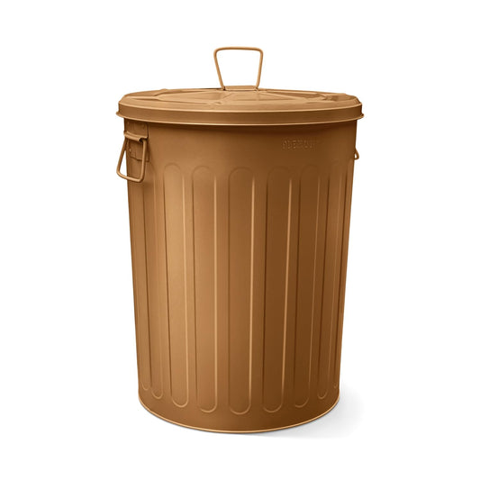 Plexon Large Metal Trash Can with Lid 20 Gallon, Decorative Outdoor Trash Can Heavy Duty Galvanized Metal Bucket with Lid for Garage Workshop Ash Storage Farmhouse, Copper