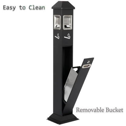 120cm Standing Waste Containers Trash Cans, Rubbish Bin Indoor Outdoor Stainless Steel Vertical Freestand Trash Bin with Key,Pub Hotel Restaurant Garden Standing Bin (B)